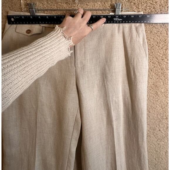 Liz Claiborne Audra Sz 12 Beige 100% Linen Cuffed Trouser Pants Beach Career NWT - Picture 13 of 16